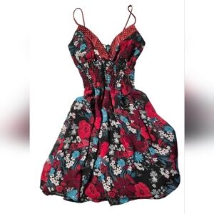 Floral Dress - Red and Blue